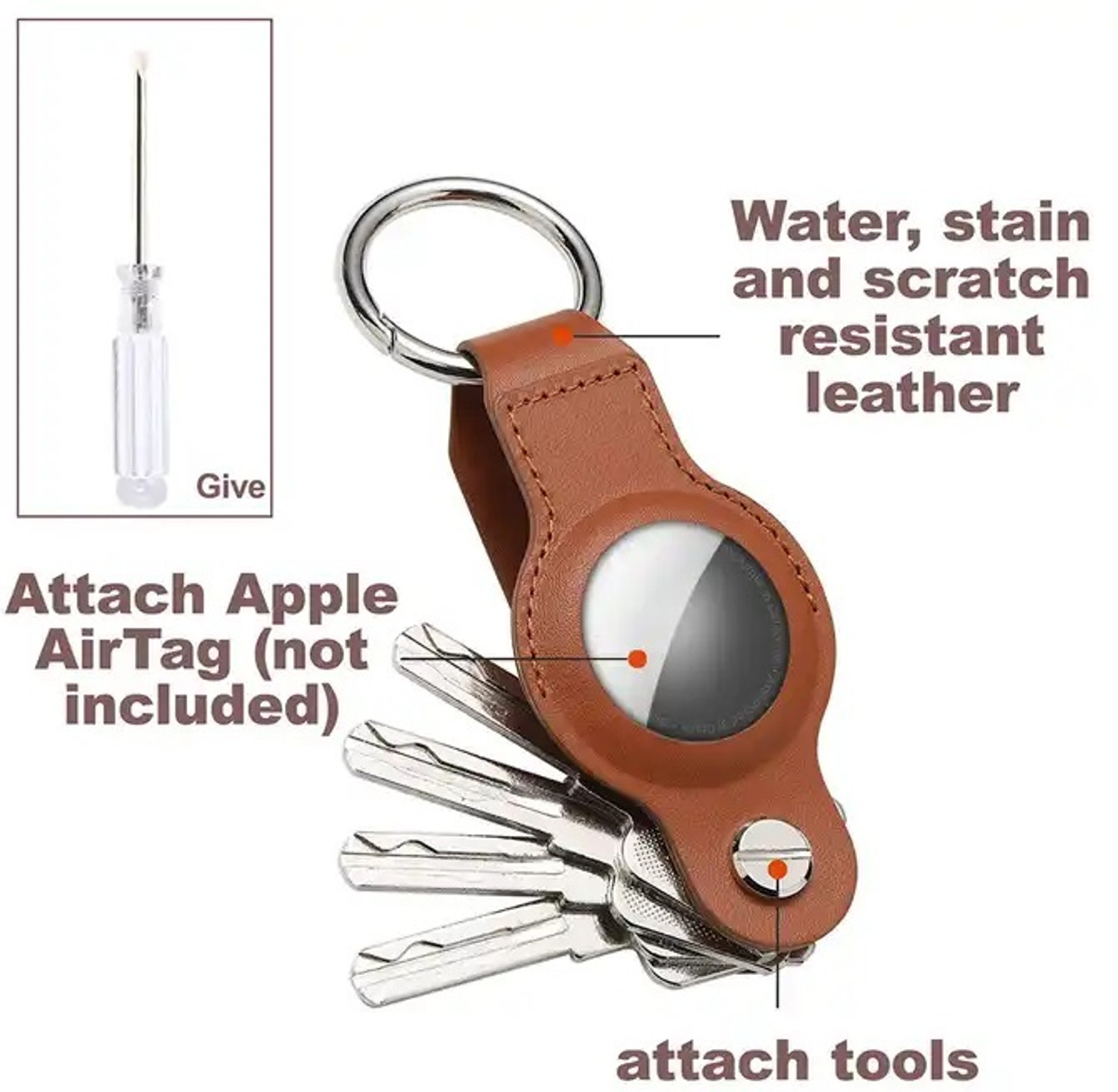 Image of Zapper AIRTAG KEY ORGANISER (AIRTAG NOT INCLUDED) BROWN Key Chain