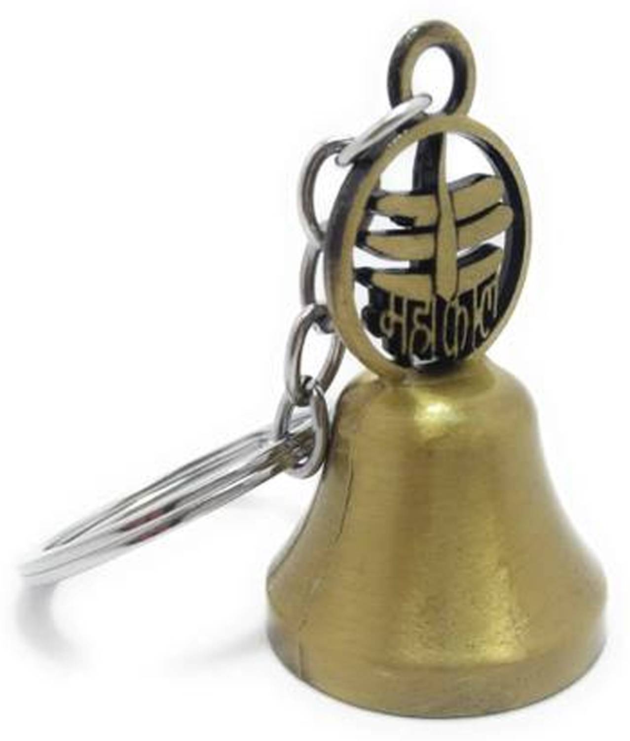 19th July Jewels Guardian Bell MAHAKAL Wheel Keyring, Metal, Gold,20g, Good Luck Charm for Bike Key Chain