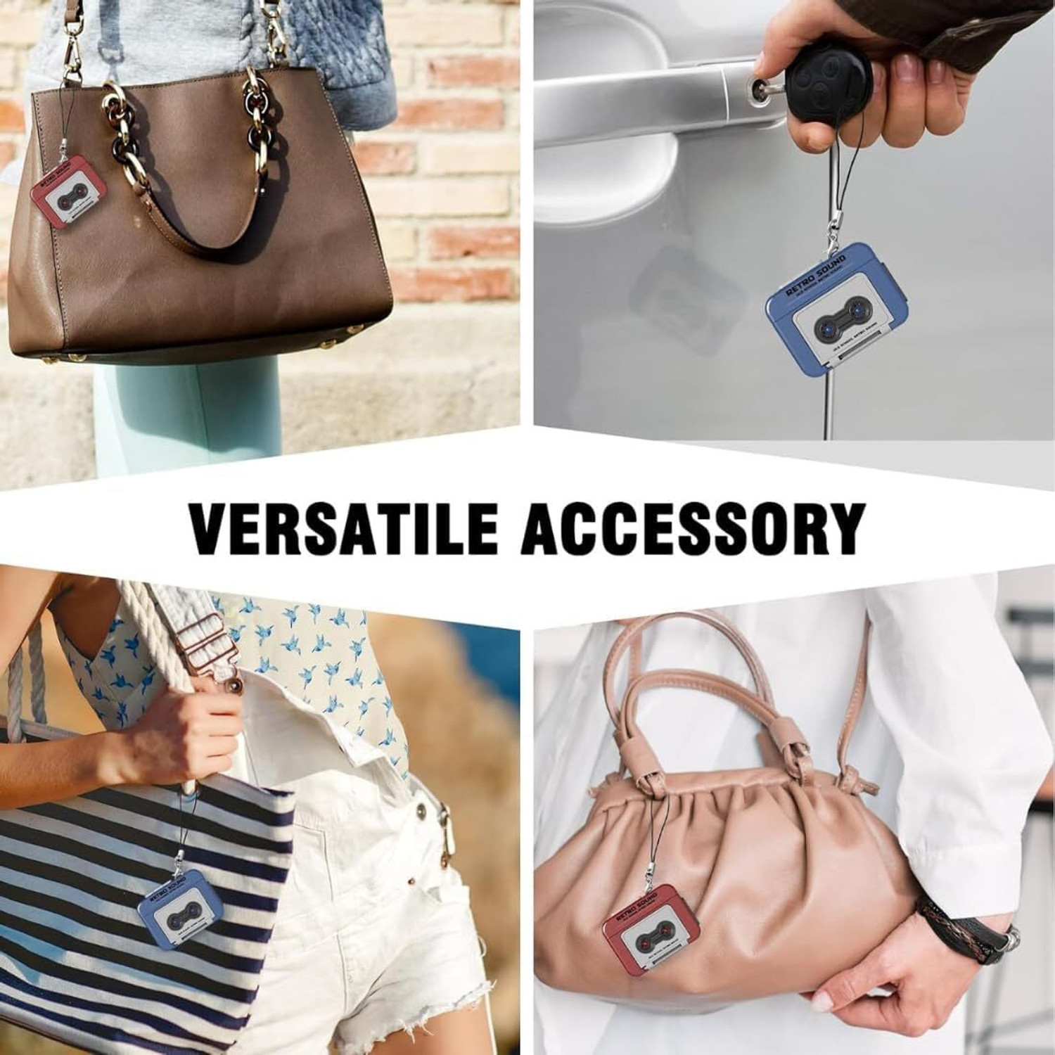 Image of Kryst Retro Sound Style Key Chain, Mini Voice Recorder Design Keyring Key Chain