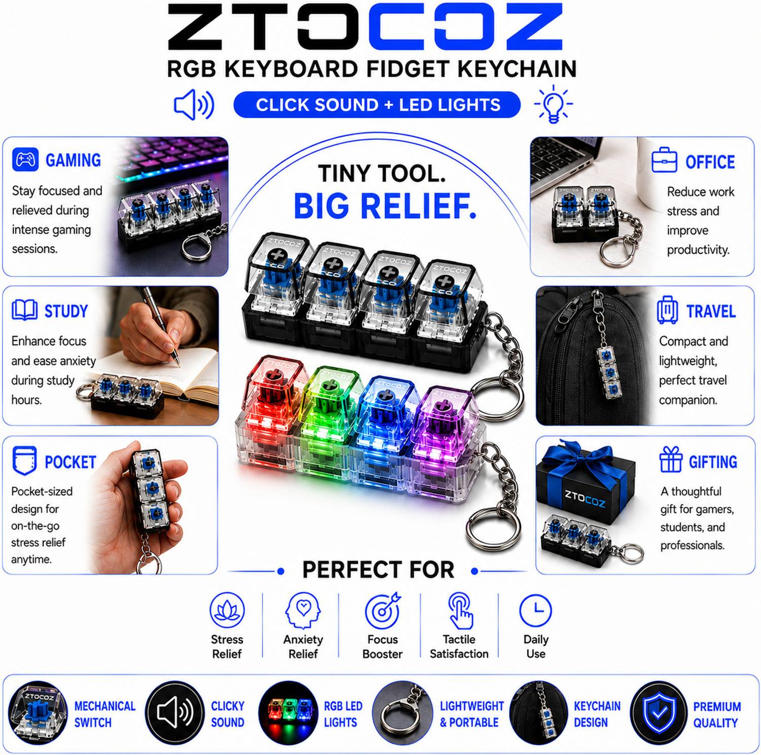 ZTOCOZ 4-in-1 Fidget Keychain - Image 5