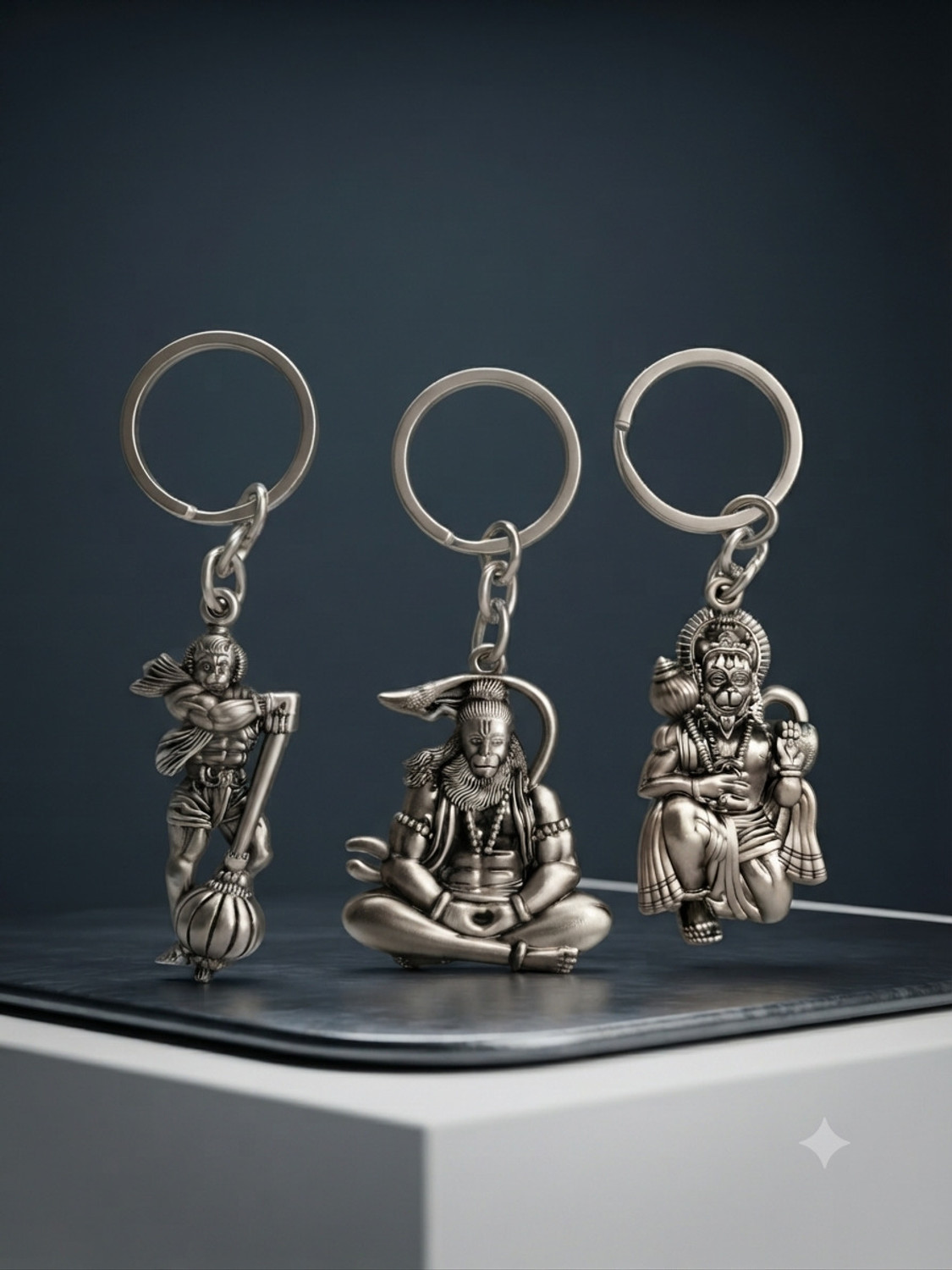 Image of MGS Combo Of Three Hanuman ji Double Side Metal Keychain ( Pack Of 3) Key Chain