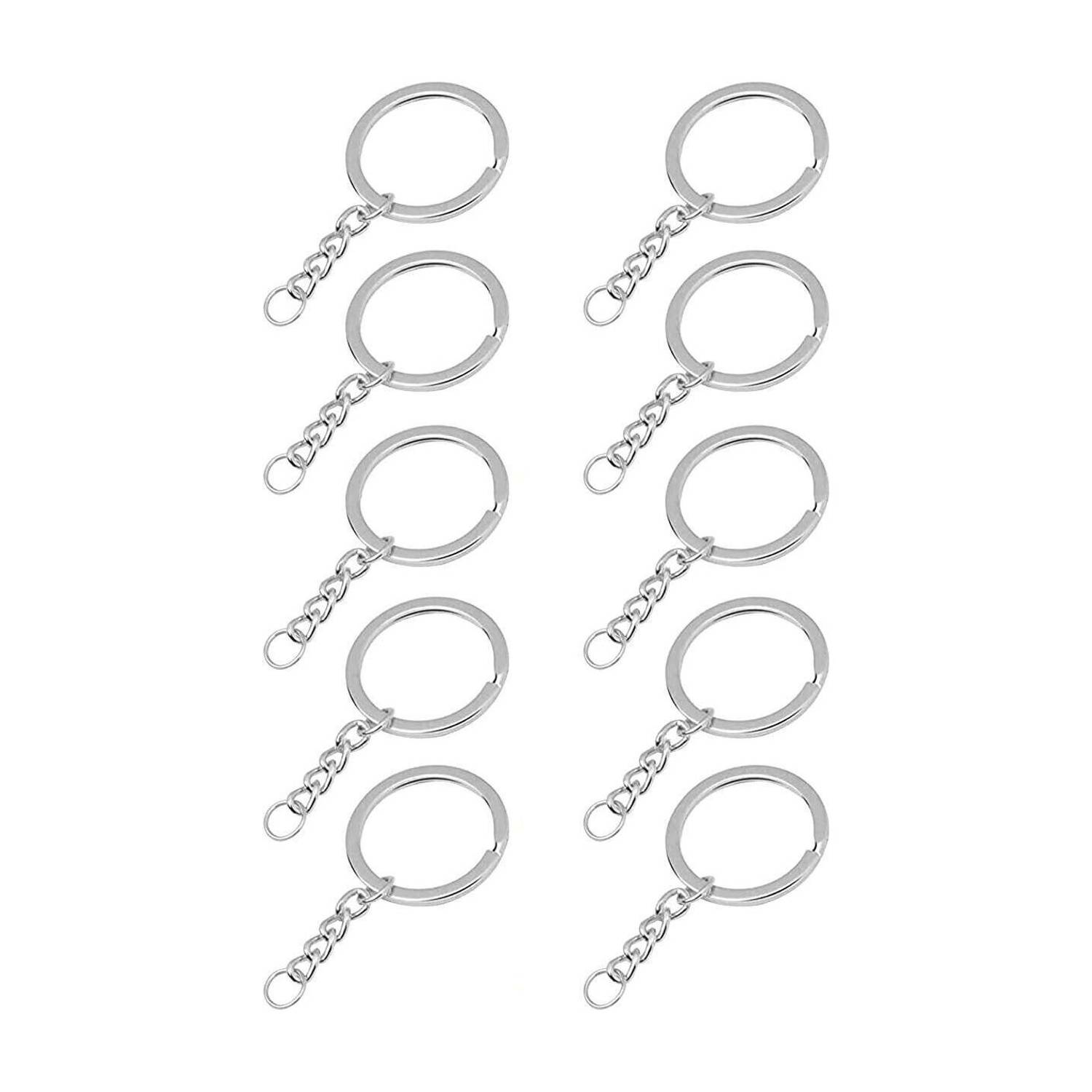 BanteyBanatey Silver Metal Loops Rings Keyring with chain Open Jump Ring Connector Key Chain