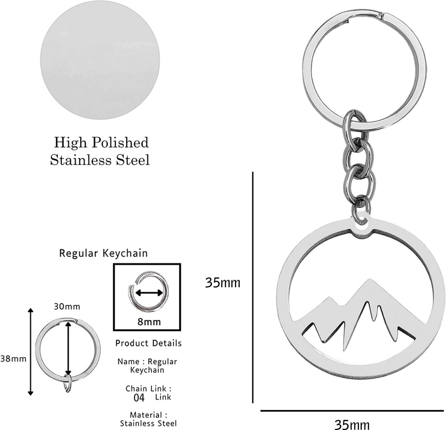 M Men Style Mountain Keychain Forest Lover Stainless Steel
