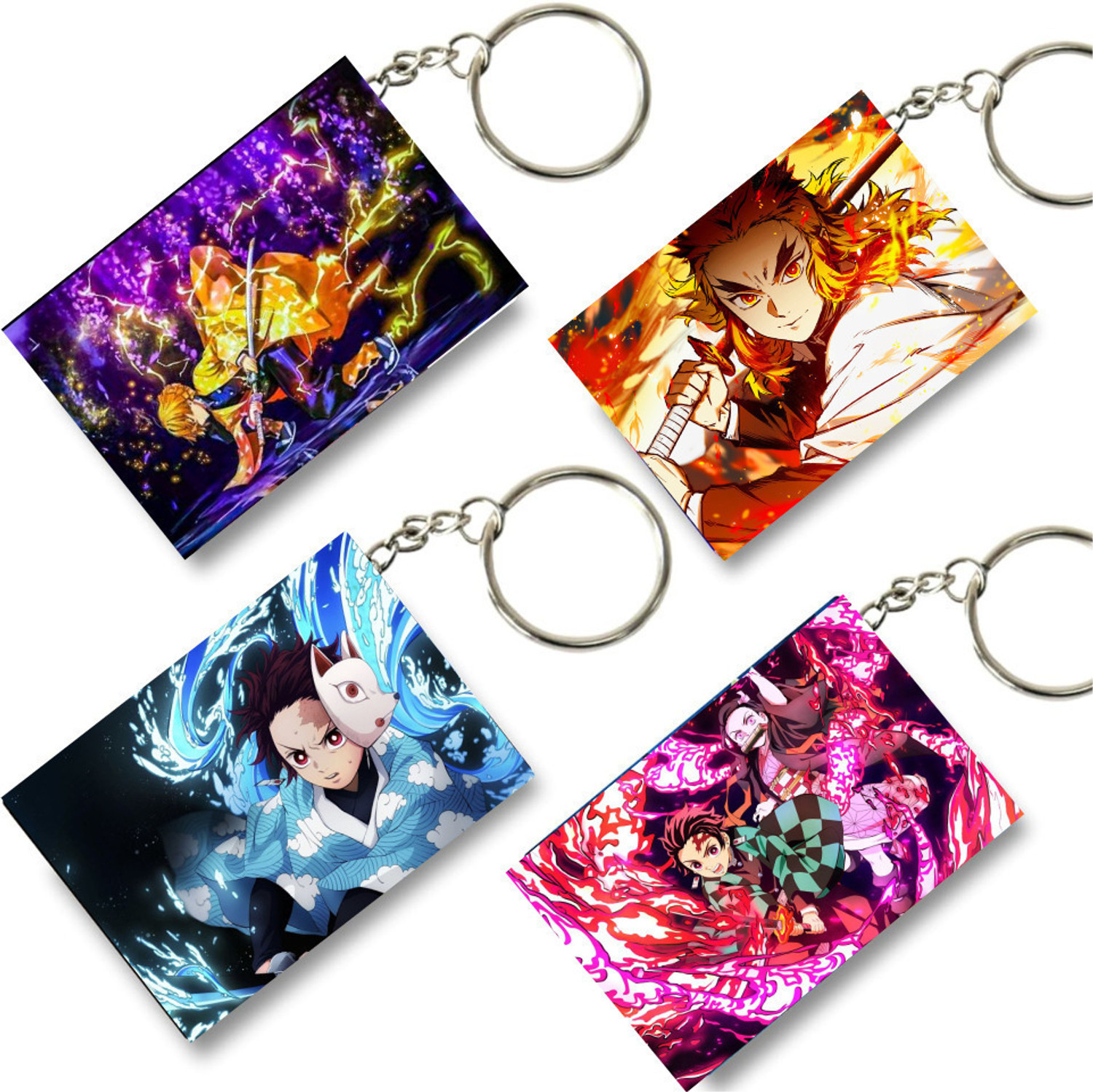 Image of TheInkPalette demon slayer Anime Printed Keychain For Bike, Scooty, Car, bag(Pack of 4) Key Chain
