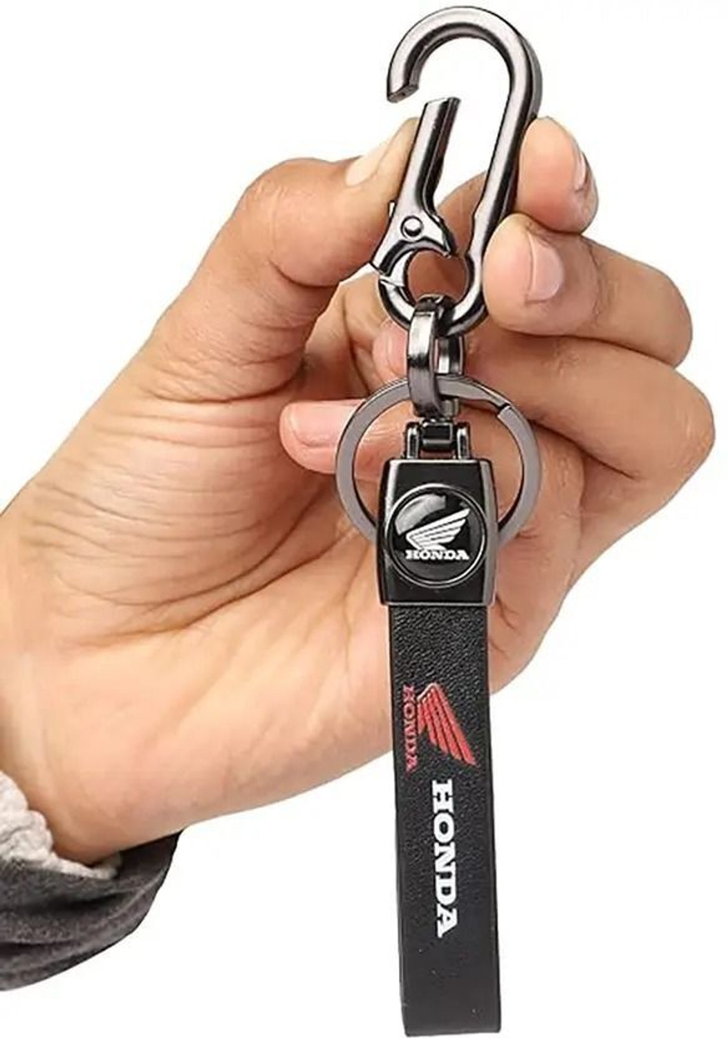 Image of NAYA Honda premium Bike Leather Keychian Keyring Black Colour Pack of 1 Key Chain