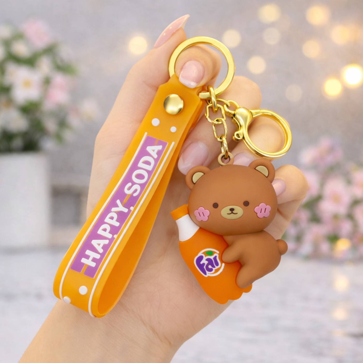 MBA GIFT WALA Cute Bear with Soda Bottle 3D Soft Rubber Keychain