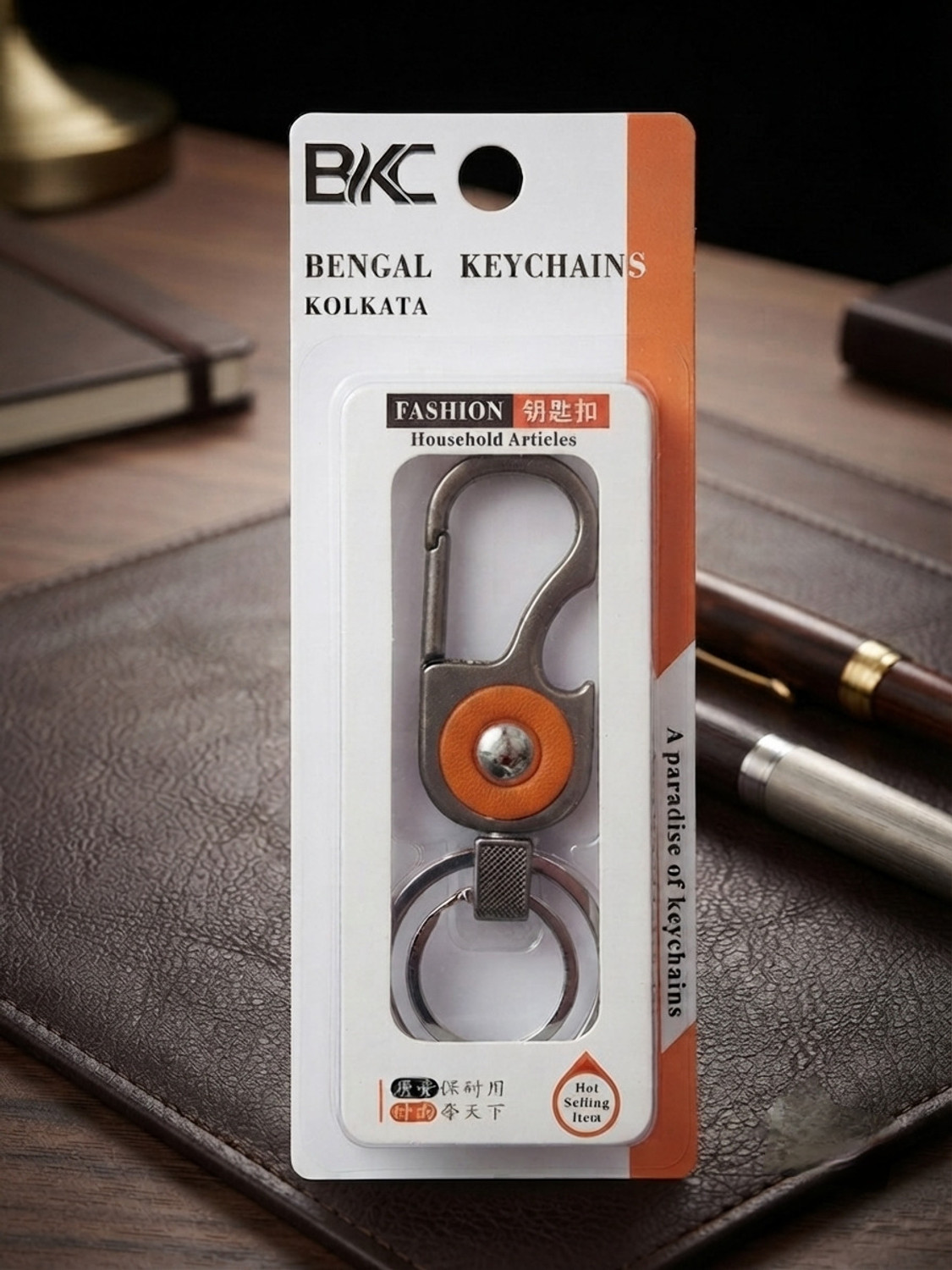Image of Qiang Ren New stylish Steel double ring hook holder bike car Anti Rust Key Chain