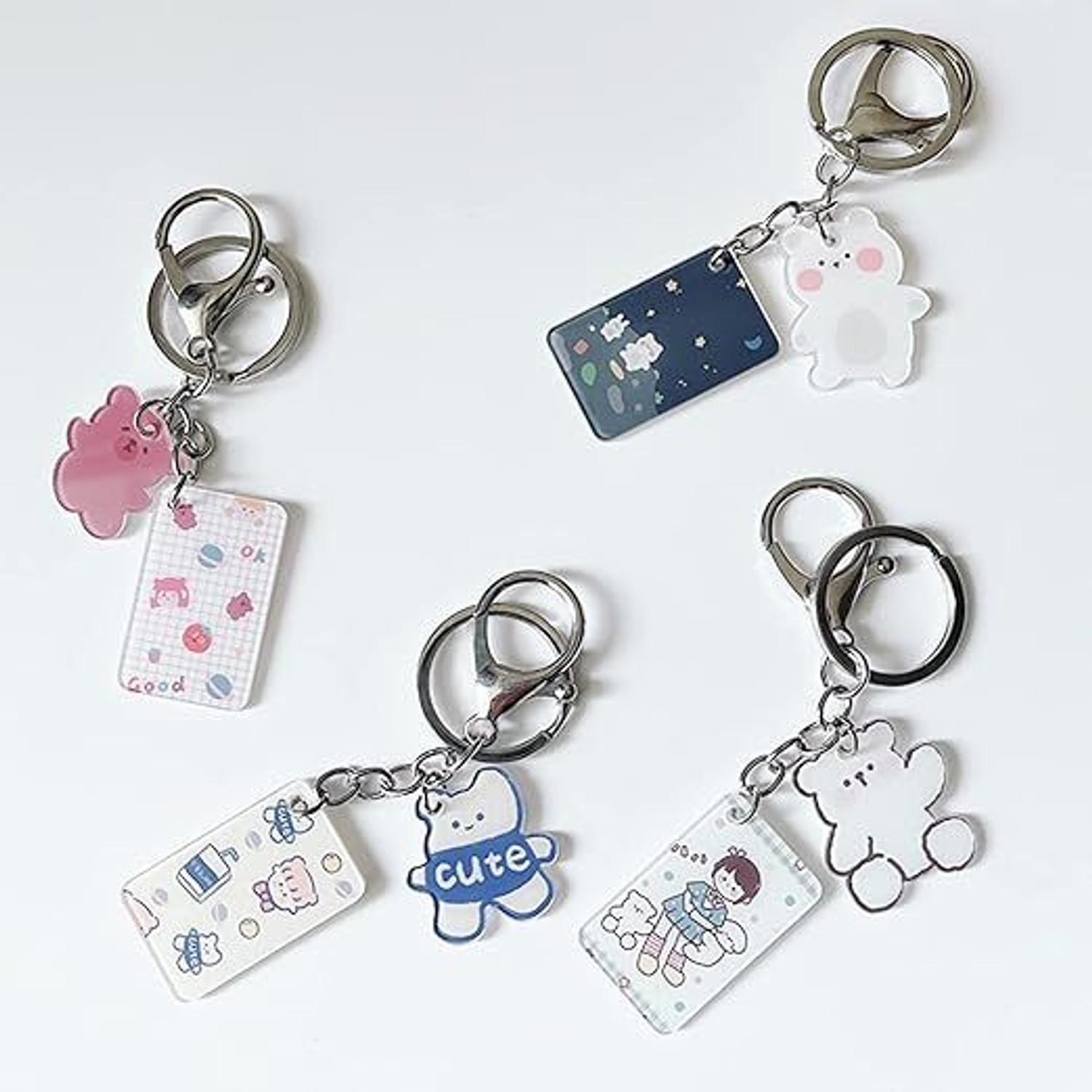 Image of Wolpin Multicolor Keyring & Keychain Double Pendant Ring Key Chain