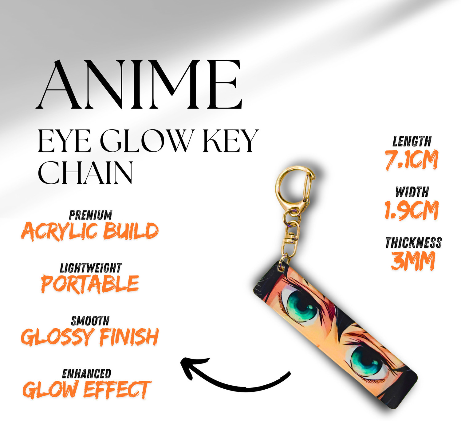 Image of ZYNKAI Anime Demon Slayer Glowing Eyes Acrylic Keychain | Premium UV Print Key Chain