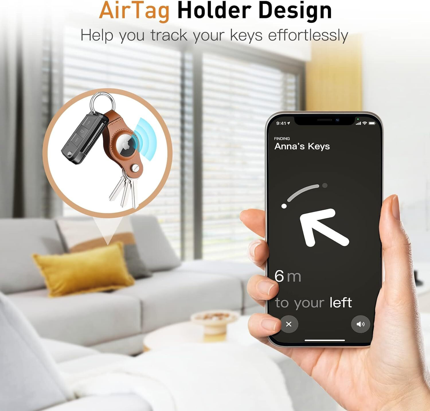 Image of Zapper AIRTAG KEY ORGANISER (AIRTAG NOT INCLUDED) BROWN Key Chain