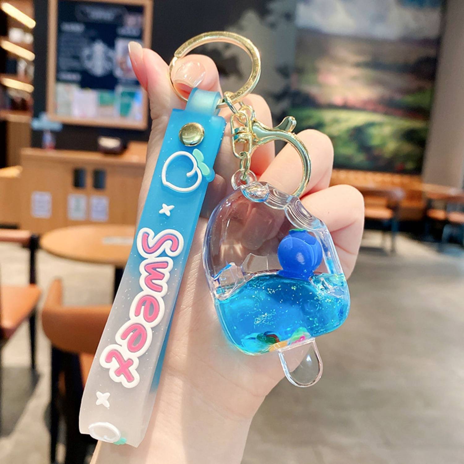 なとり Acrylic Key Chain ブルー cute-ice-cream-acrylic-