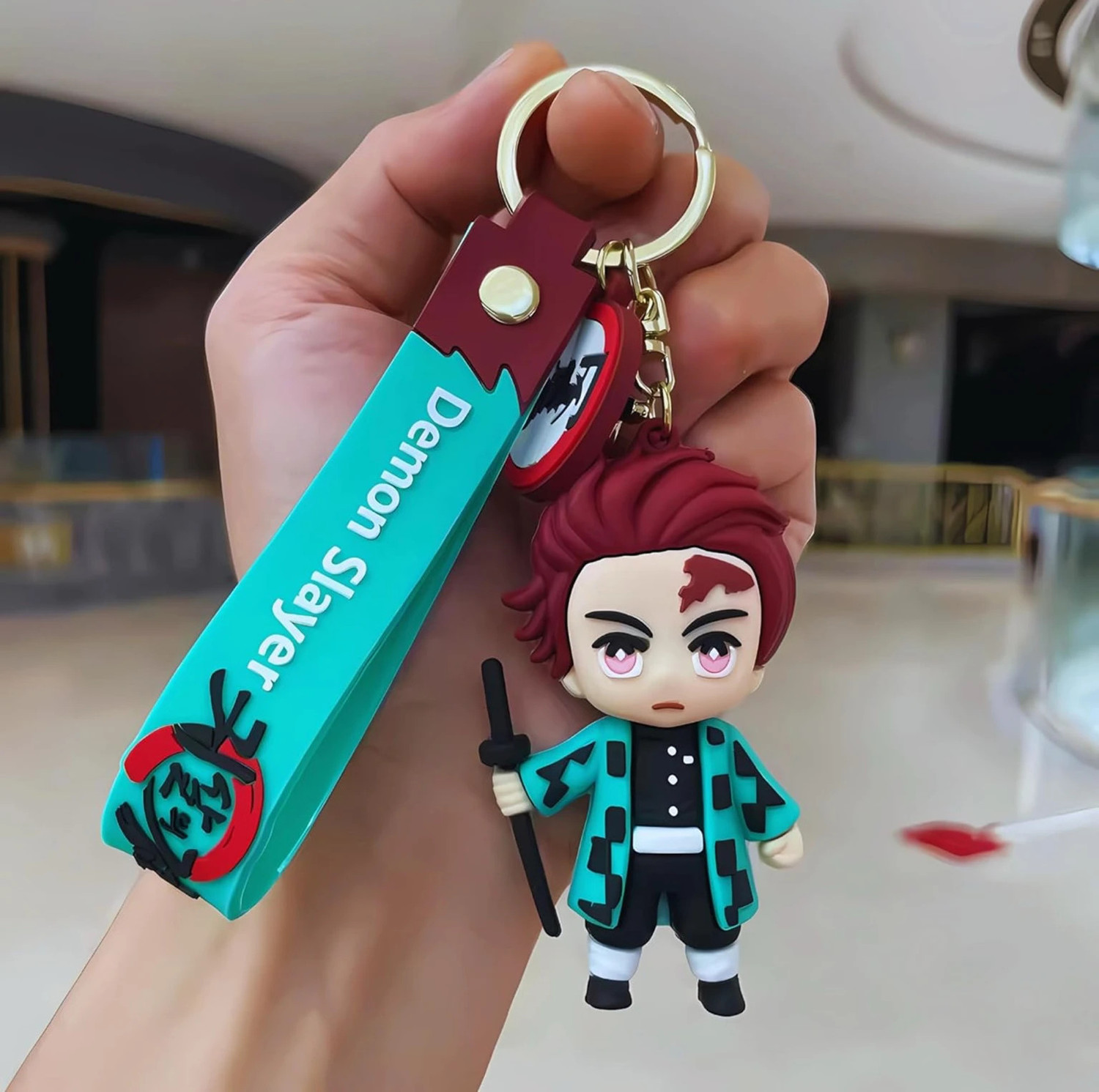 Image of Vetocity Demon Slayer Tanjiro Anime Keychain 3D with Metal Hook|| Anime Keychain Trendy Key Chain