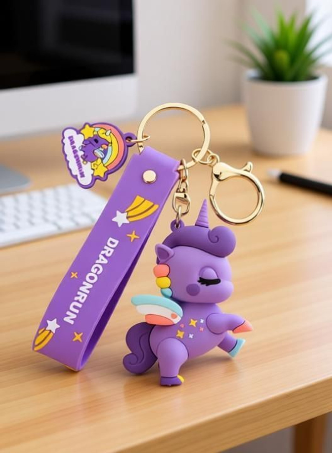 Image of HEMANT ART COLLECTION purple keychain Unicorn Key Chain