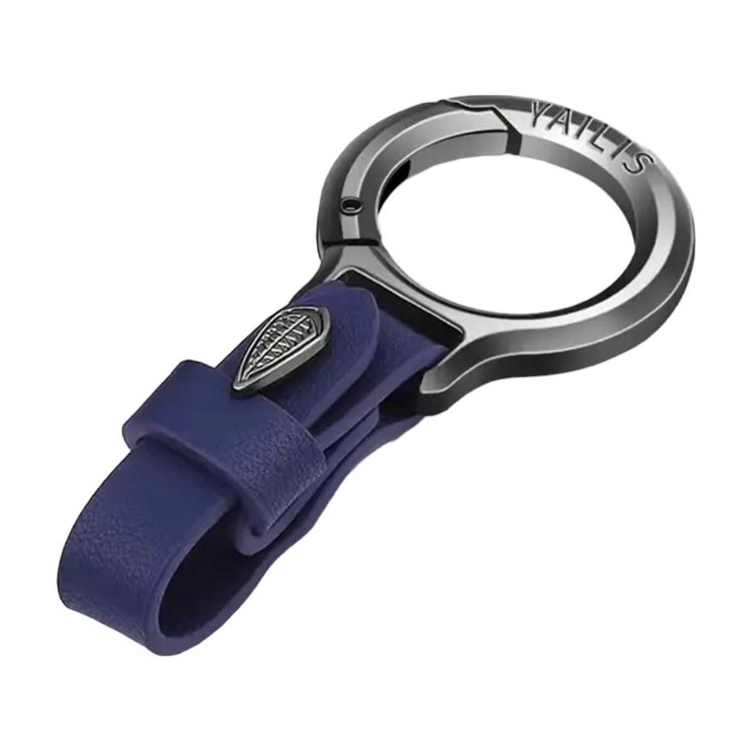 Augen Belt Loop Vegan Leather Leaf Key Ring Blue Key Chain