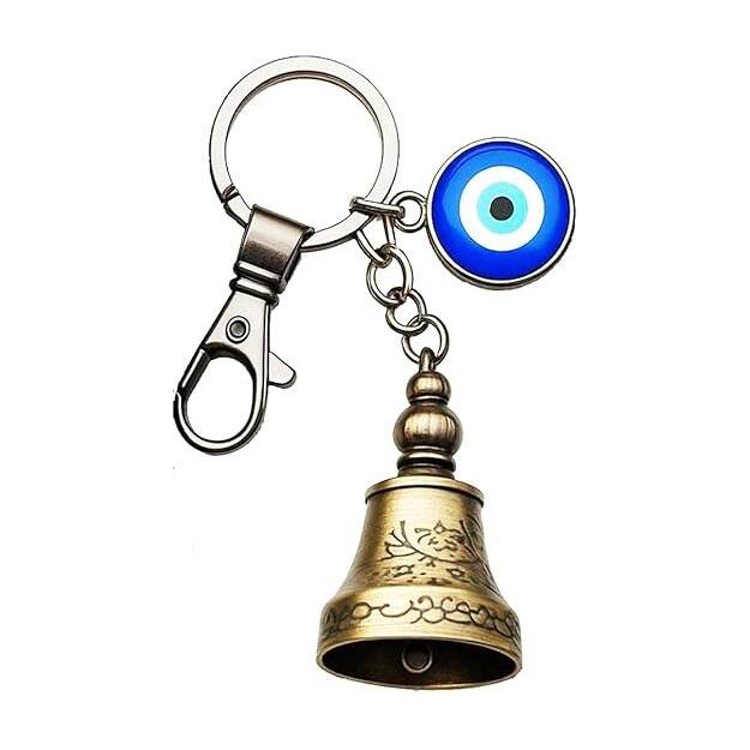 Bodytech Guardian Bell KeyChain Tibetan Temple Decorative Bell with Evil Eye Key Chain