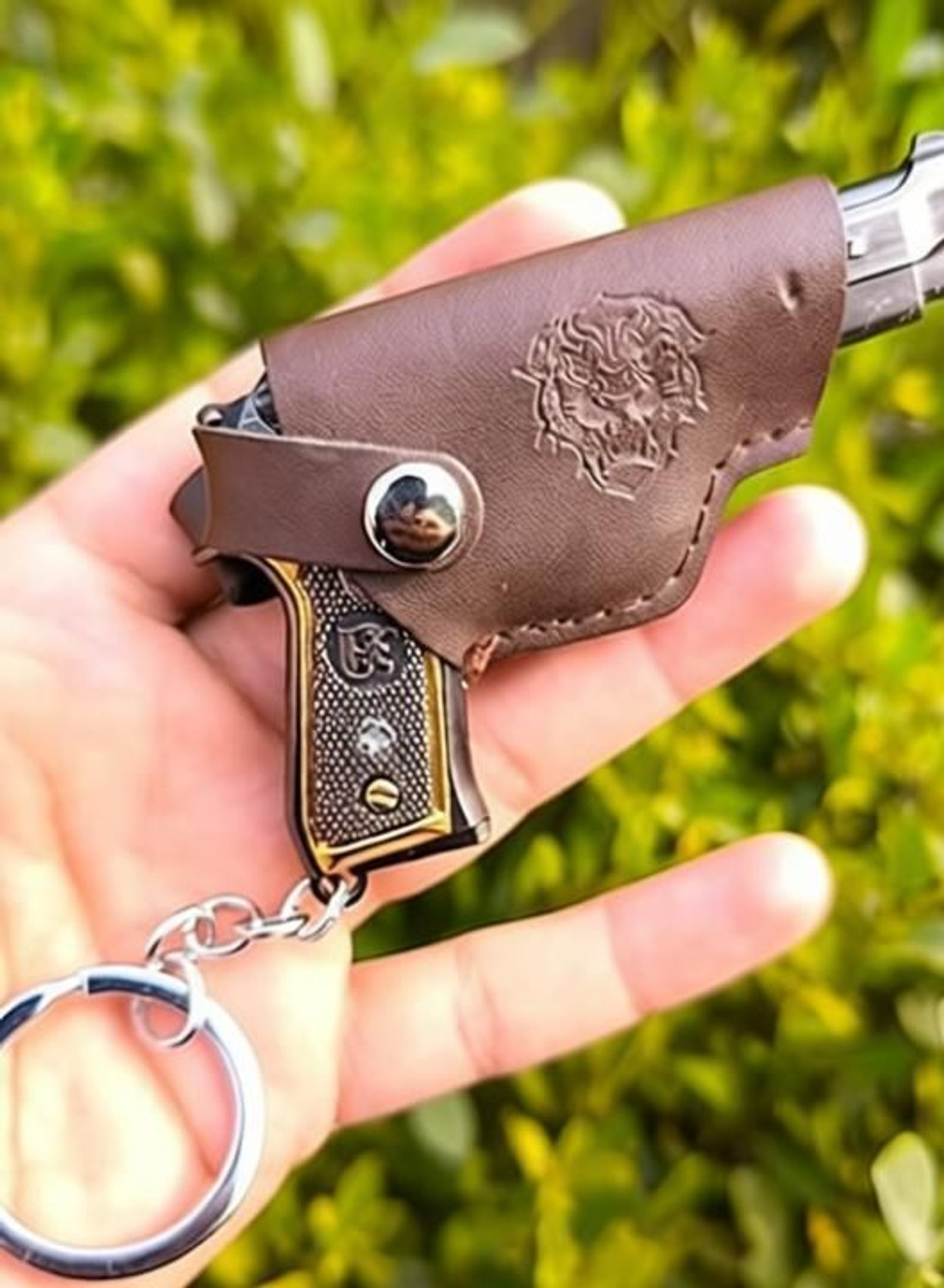 Image of OFM Tactical Defender Metal Gun Keychain with Holster Gross Fire Key Chain