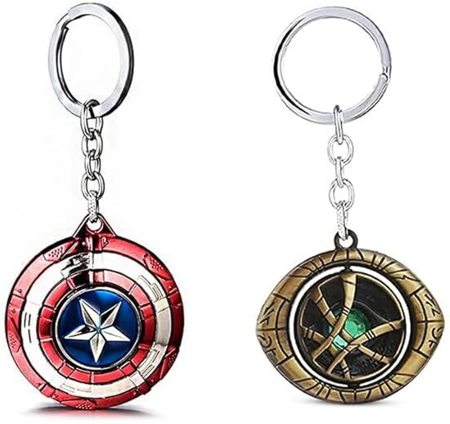 Image of 24x7 Rotating Premium The Avengers Captain America Shield Metal Key Chain