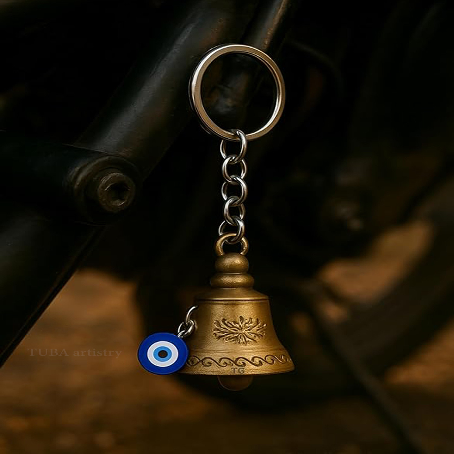 Image of TUBA artistry Guardian Bell Keychain for Bike Car Tibetan Bell Keychain Good Luck Charm Key Chain