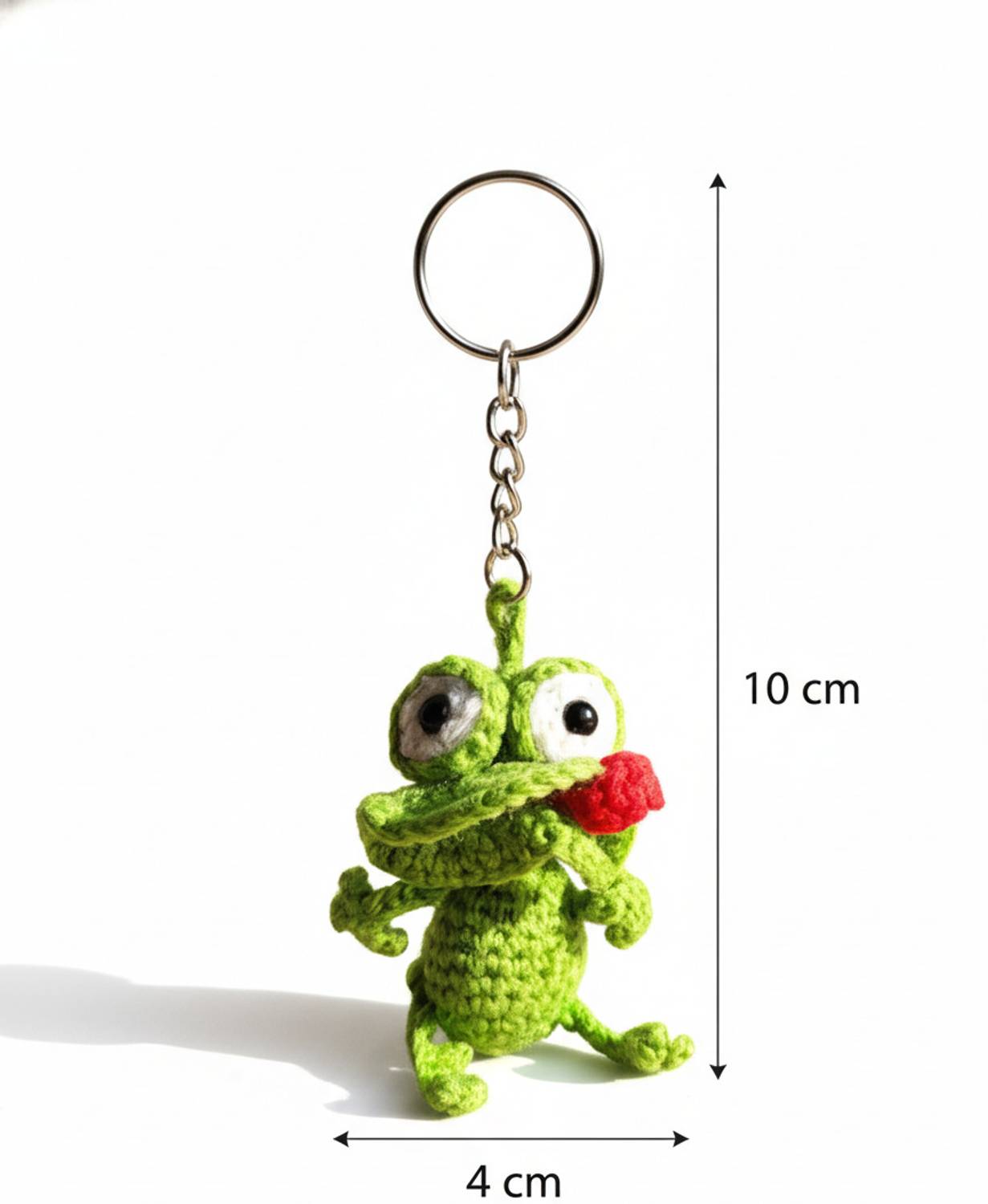 buylome Handmade Green Crochet Frog Keychain - 10cm Cute Amigurumi