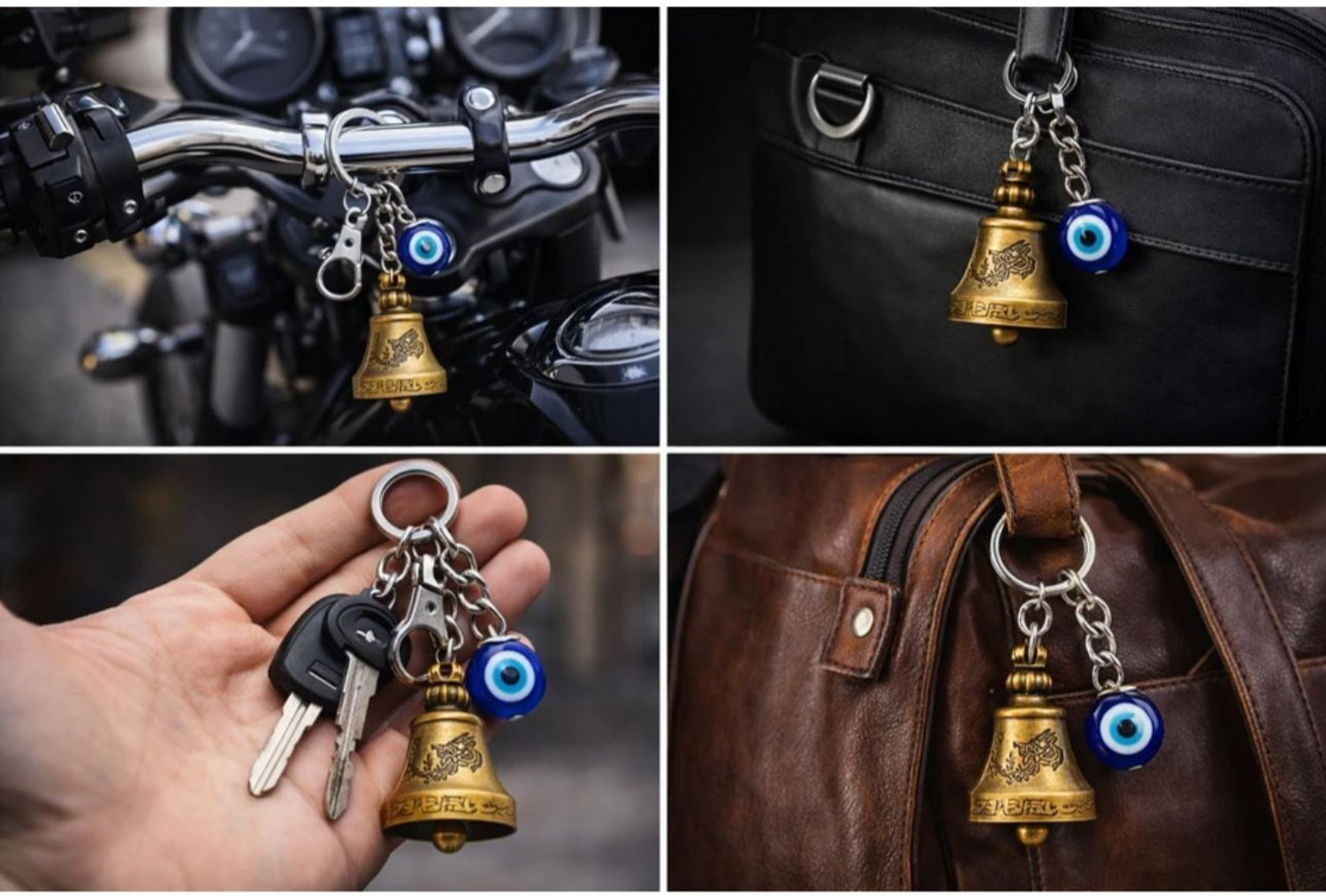 Image of Crafty Villa Guardian Bell for Bike - Tibetan Lucky Motorcycle Keychain Key Chain Key Chain