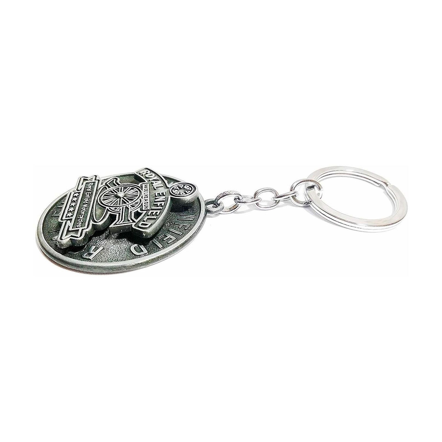 Image of Royal Enfield Revolving Rotating RE Bullet Bike Metal Keychain spinner Key Chain