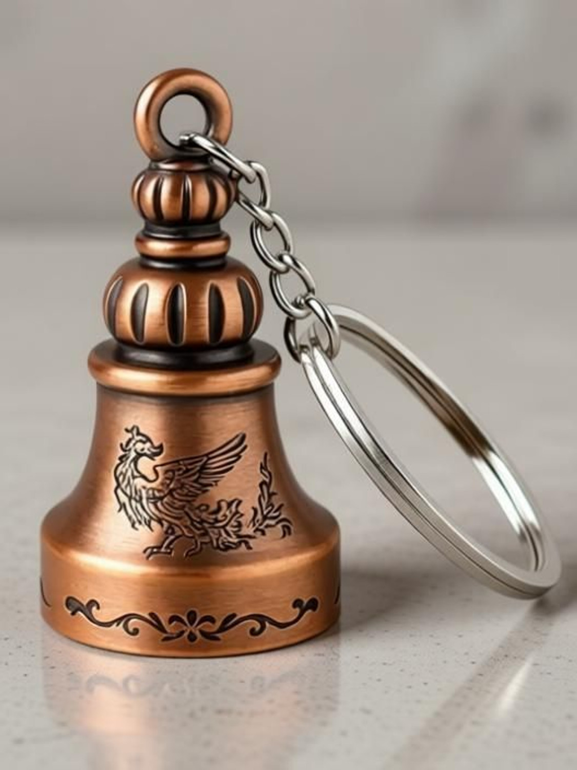 Image of Wonderwhimzy Tibetan Bell Keychain Temple Bell Keychain Metal Guardian bell Key Chain Key Chain