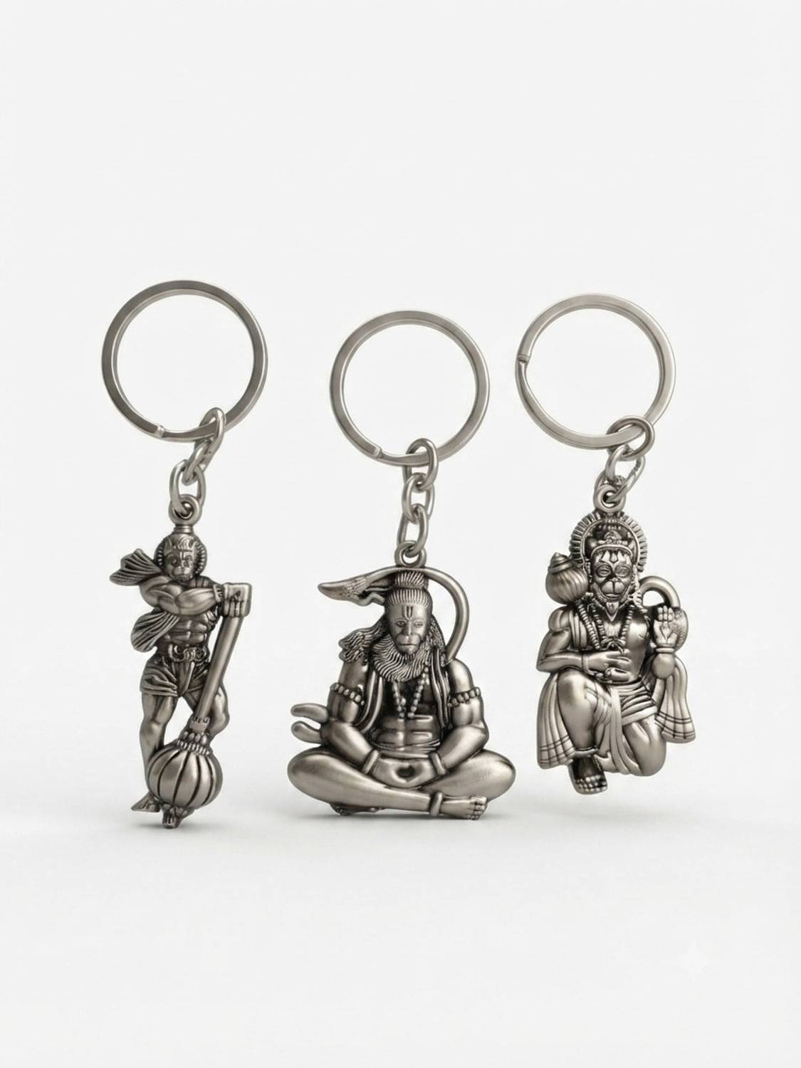 Image of MGS Combo Of Three Hanuman ji Double Side Metal Keychain ( Pack Of 3) Key Chain