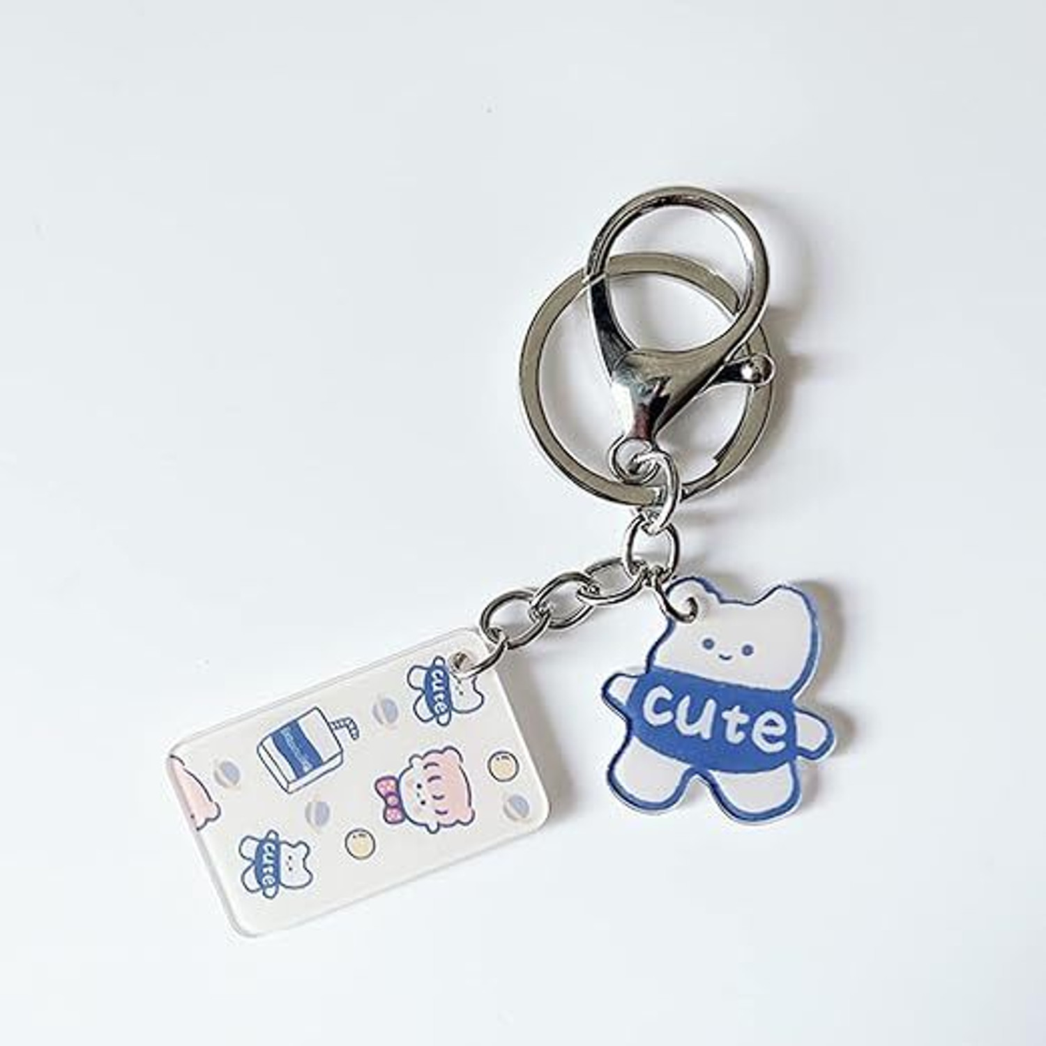 Image of Wolpin Multicolor Keyring & Keychain Double Pendant Ring Key Chain