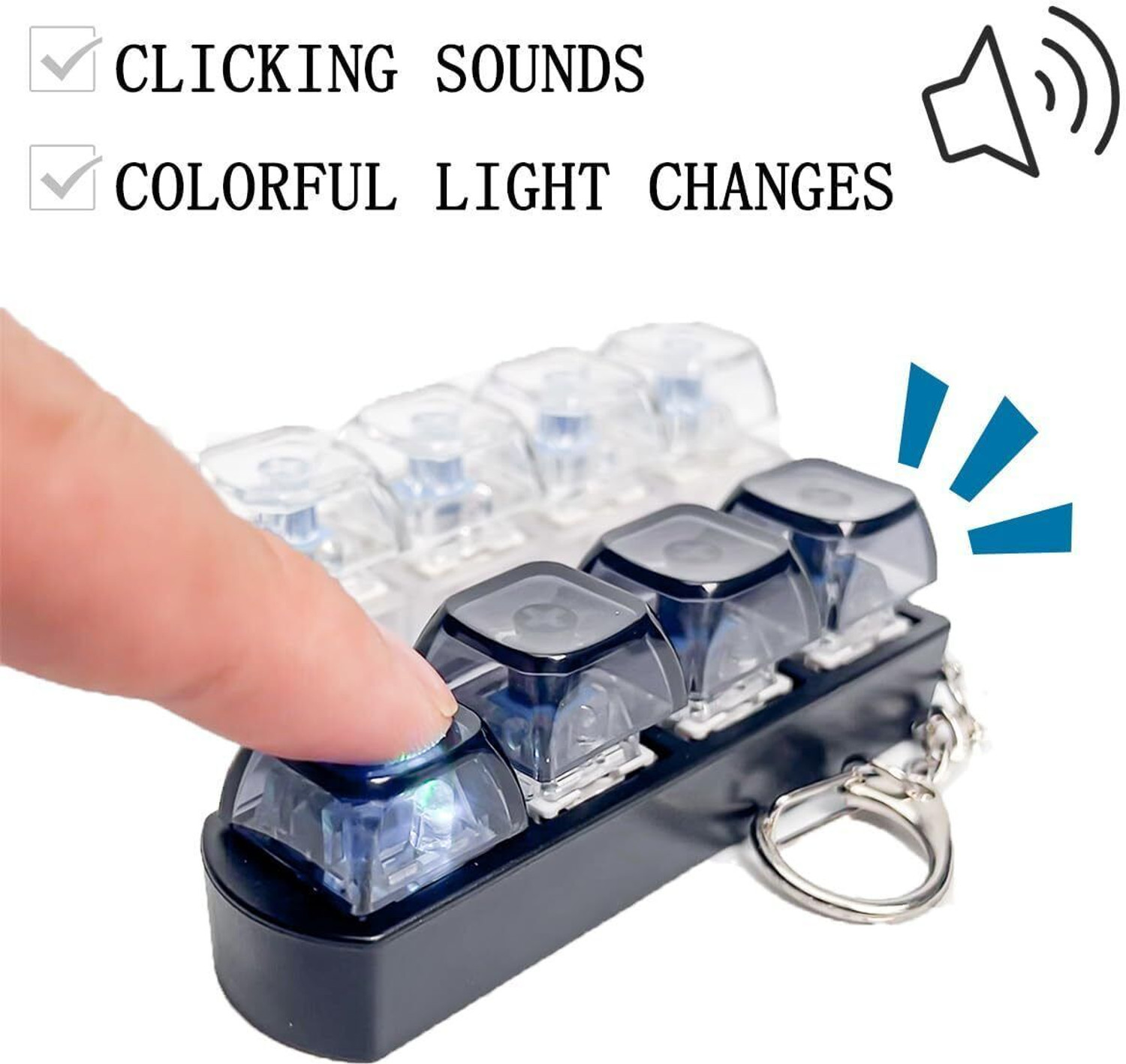 Image of COZYZORO Keyboard Fidget Toy Light Up Key Chain
