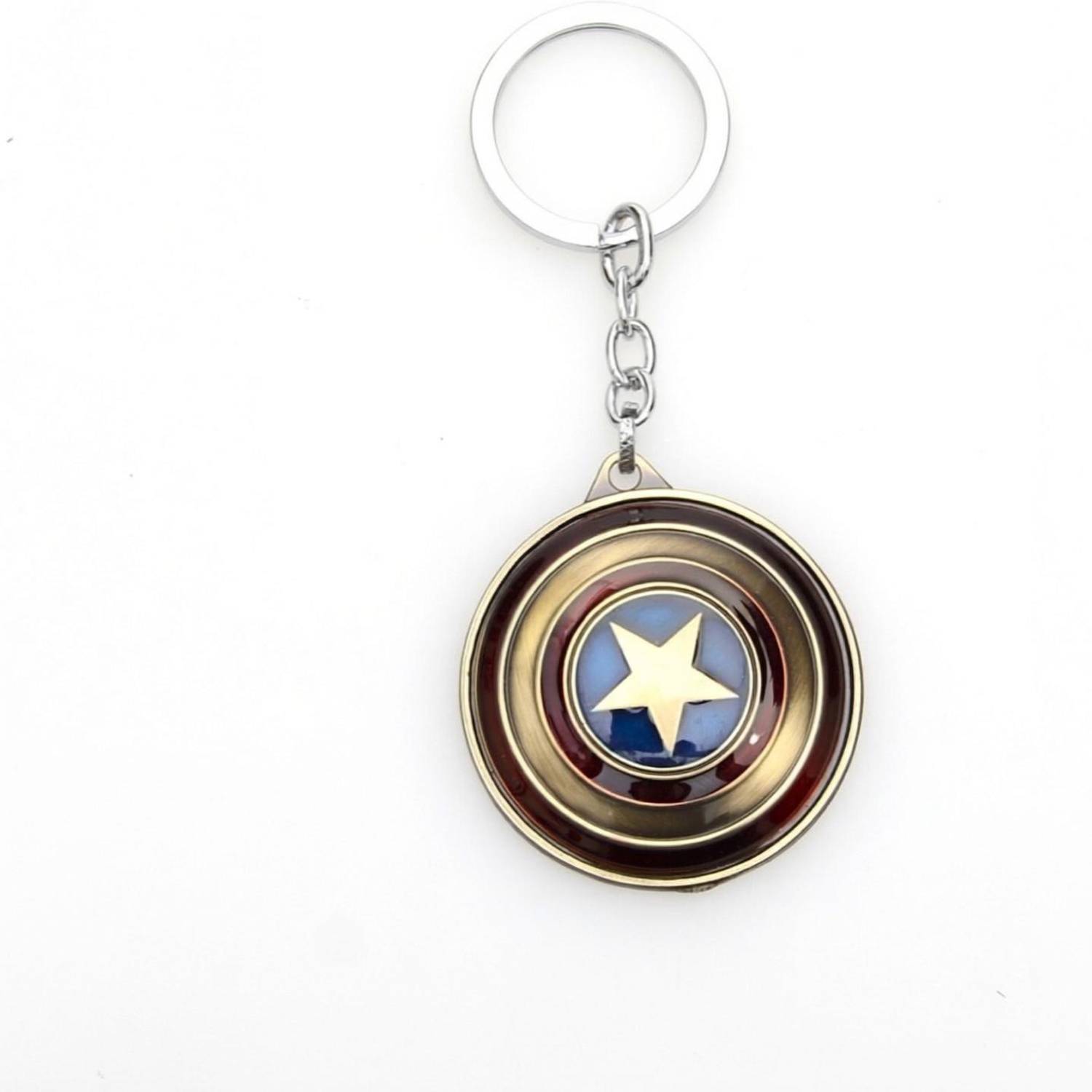 24x7 Rotating Premium The Avengers Captain America Shield Metal Keychain Matt Gold with Realistic Detailing Key Chain