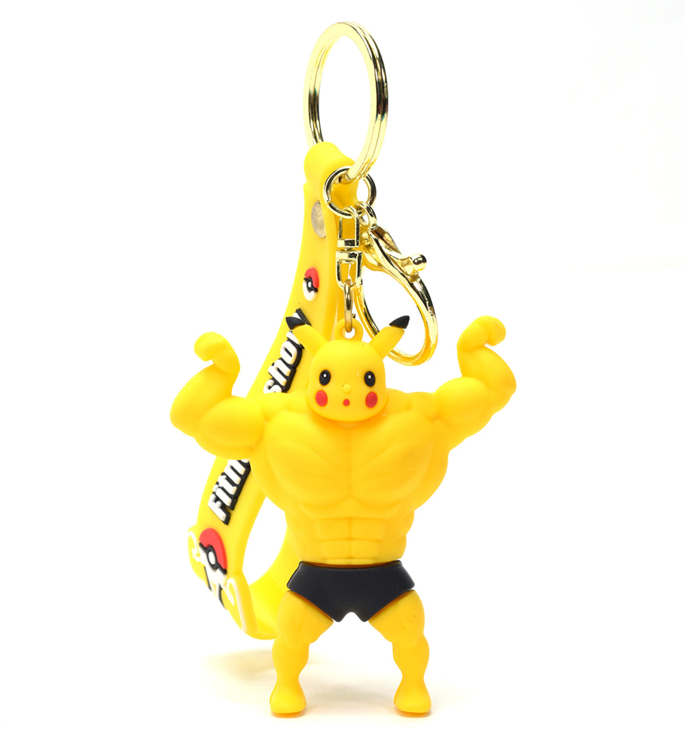 Image of Daiyamondo Get this Body Builder Pikachu Electric Pokemon 3D Keychain Gym Lover Motivate Key Chain