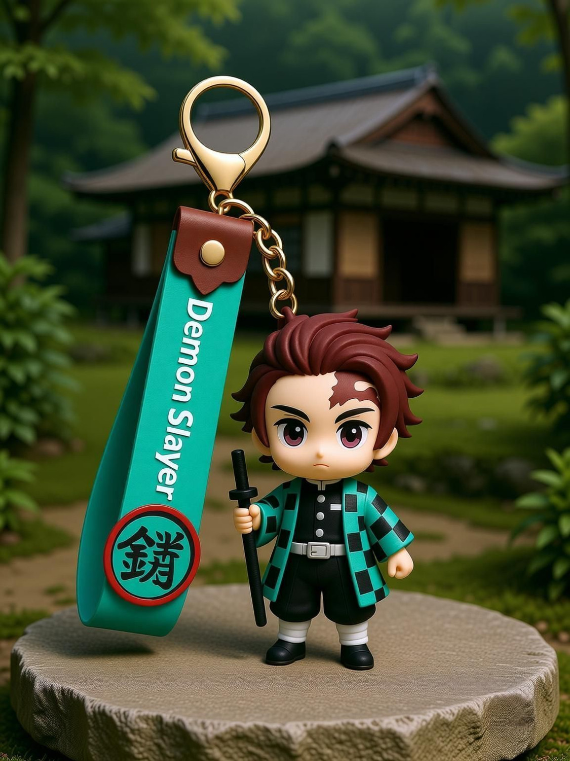 Image of World Gift Mart Demon Slayer Tanjiro keychain| Cartoon Character Bag Charm | Cute PVC Keyring Key Chain