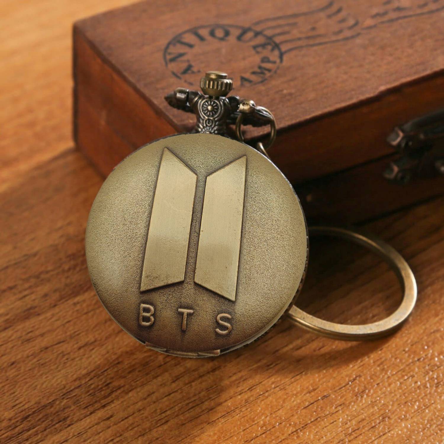 GT Gala Time BTS Logo Pocket Watch BTS Army Printed Dial Bronze