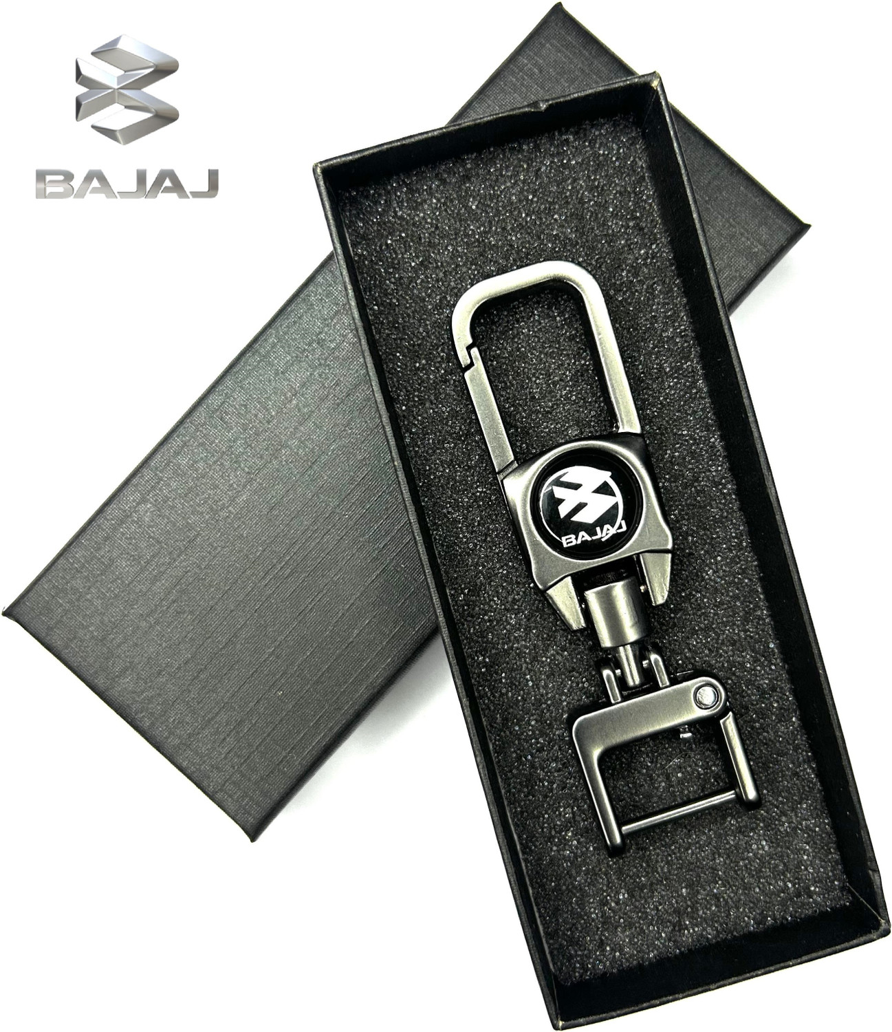 Image of FLAMBE Bajaj Bike Black Premium Metal Keychain Key Chain