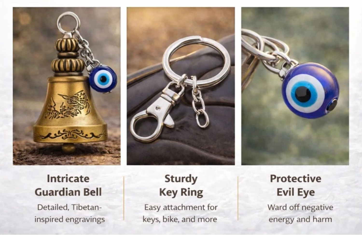 Image of Crafty Villa Guardian Bell for Bike - Tibetan Lucky Motorcycle Keychain Key Chain Key Chain