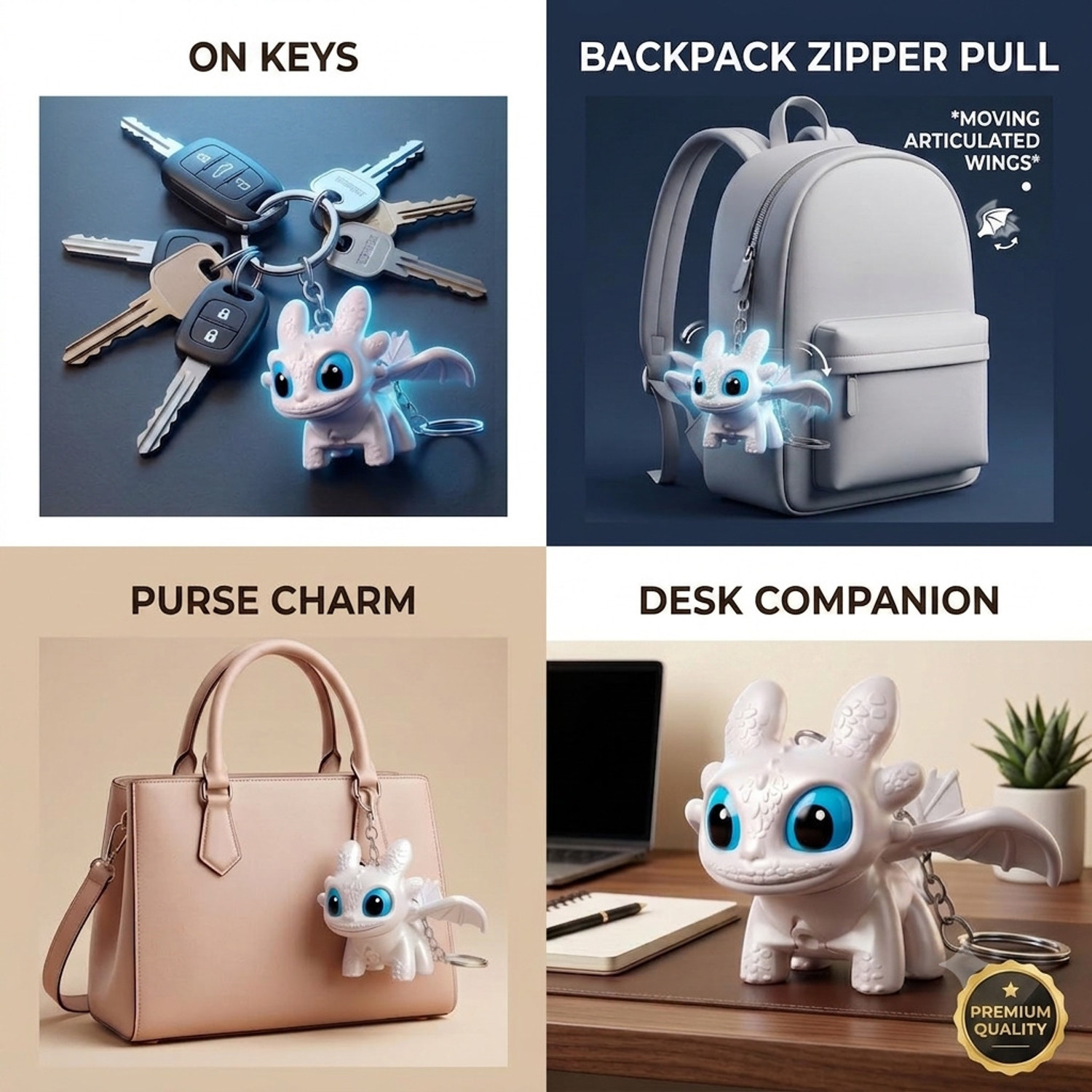 Image of Printingg Nova Dragon Keychain Toy with Moving Wings & Light-Up Eye, Animated Pack of 2 Key Chain