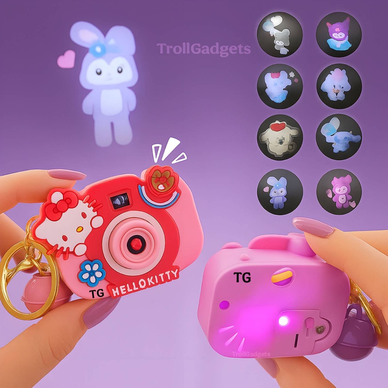 FLAMBE New Cute Cartoon Camera Projector Keychain with LED Light