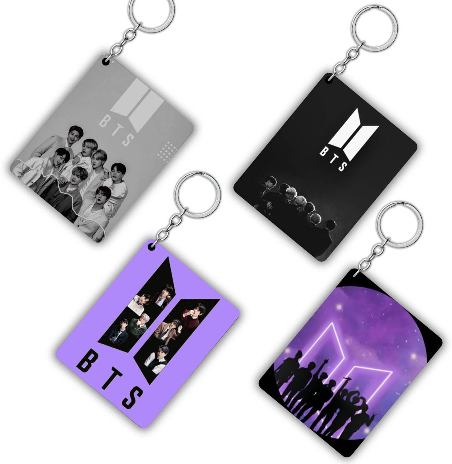GROOFIEZ BTS Acrylic Keychain Set | K-Pop BTS Logo & Group Photo