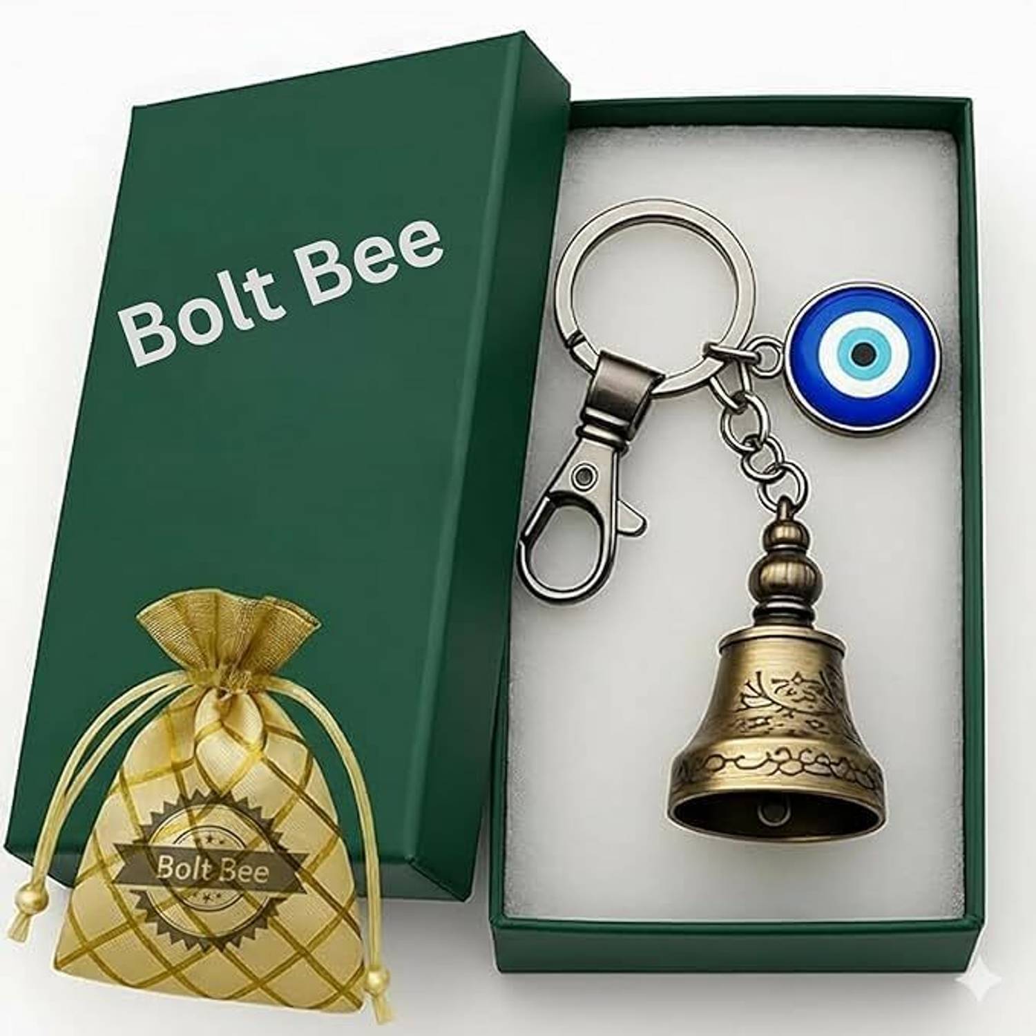 BOLT BEE Guardian Bell Gold KeyChain for Bike and Car Good Luck Key Chain