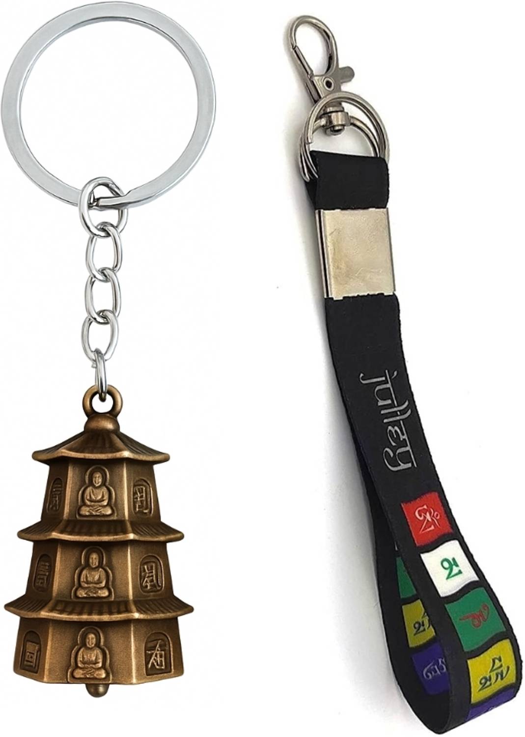 ANIKRAFT Tibet Premium Buddhist Strap & Guardian Bell Bike Keychain Combo Key Chain