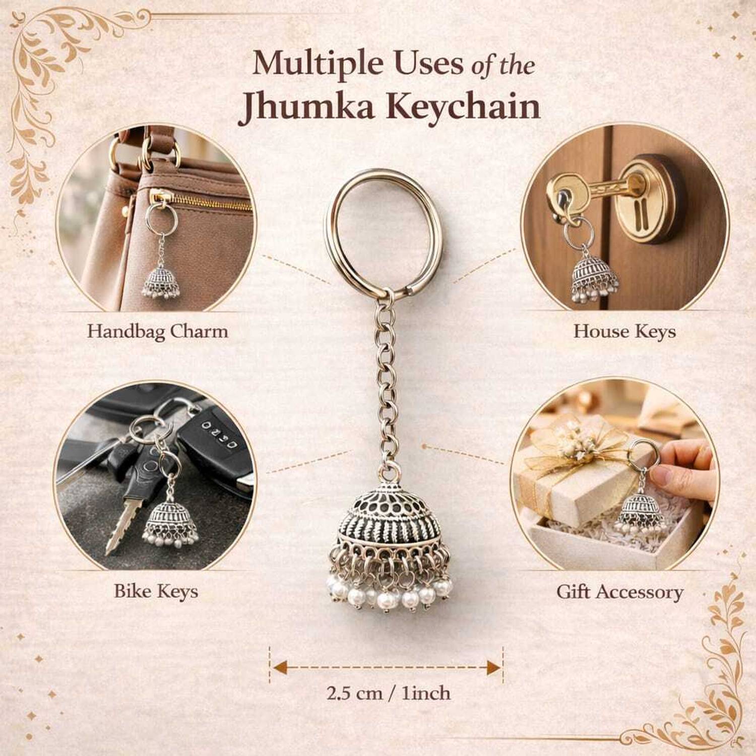 Rangmoti Jhumka Silver Key Chain - Image 5