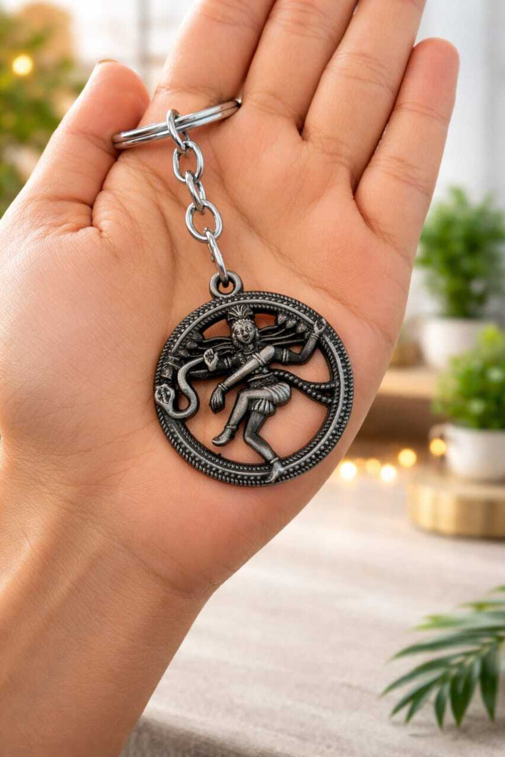 Image of TRENDiQ Antique Silver Lord Shiva Nataraja Keychain - Divine Symbol of Balance,Positive Key Chain