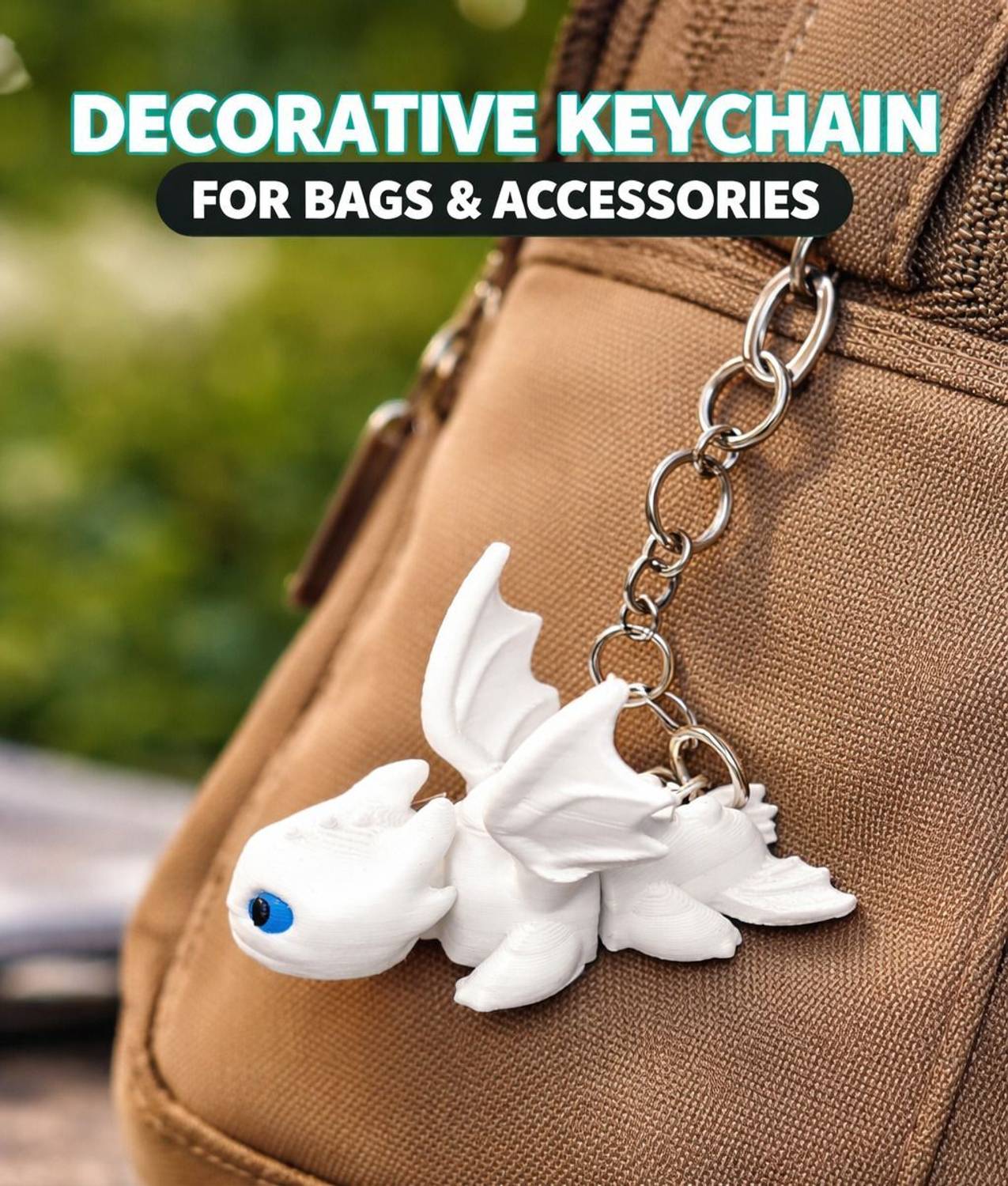 AVCW Cute White Dragon toothless Keychain Mini Fantasy Creature Key Chain