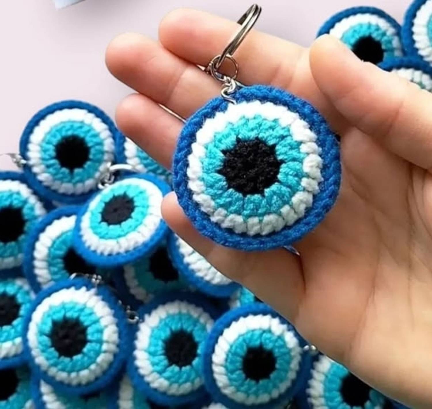 BloomingYarn Evil eye Crochet Keychain Key Chain