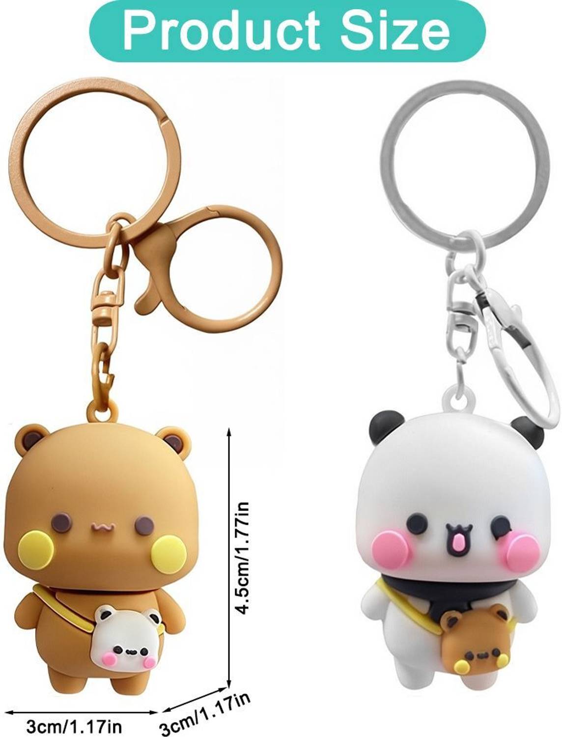 gustave Cute Cartoon Bear Couple Keyrings - Image 2