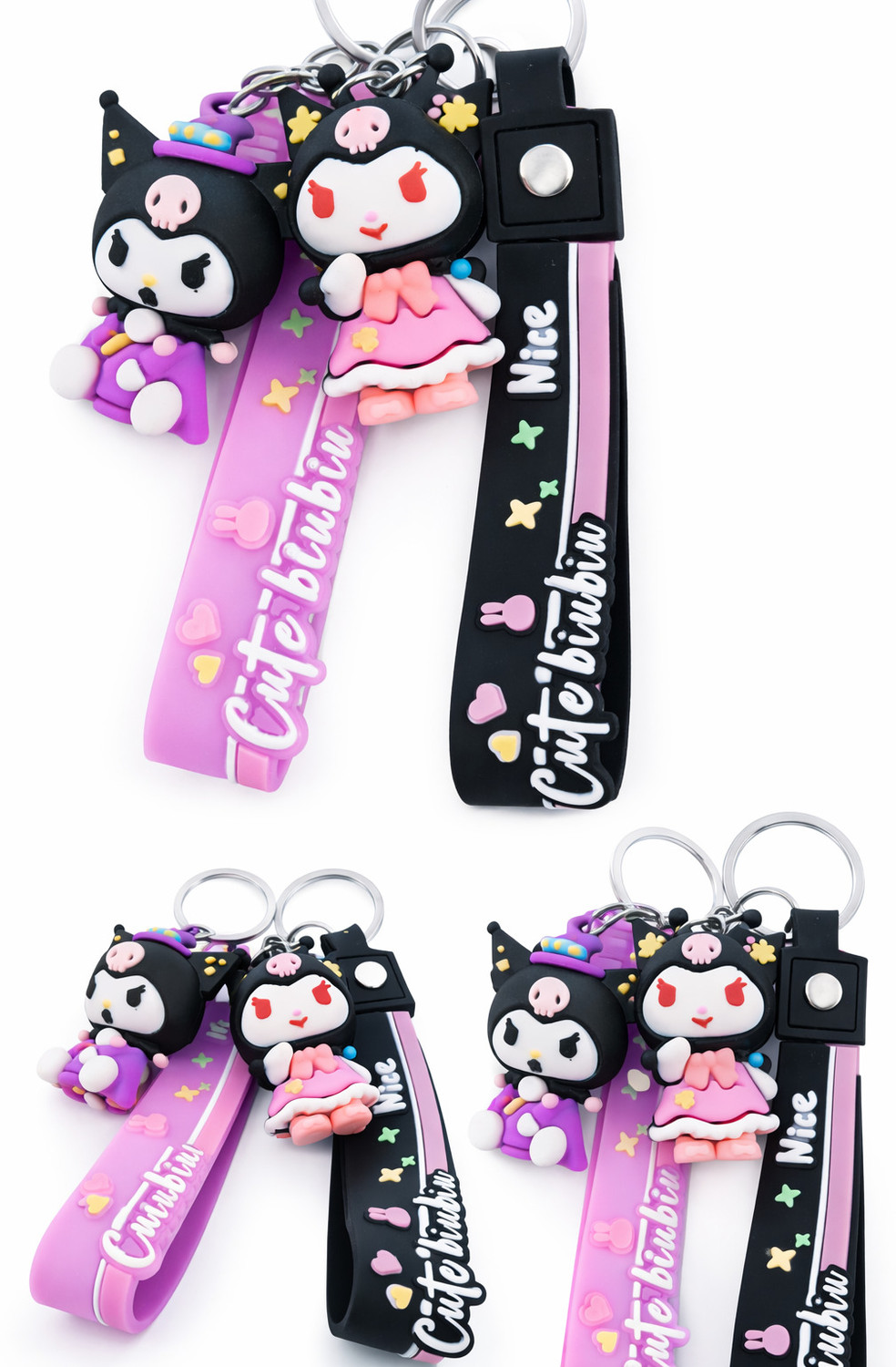 Image of KEYCHAINS Premium Kuromi Keychain Set - Trendy Cartoon Key Holder for Bags & Keys Key Chain