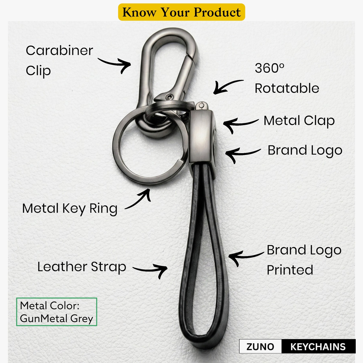 Image of Thevellahub Zuno Royal Enfield Leather Keychain for Men Key Chain