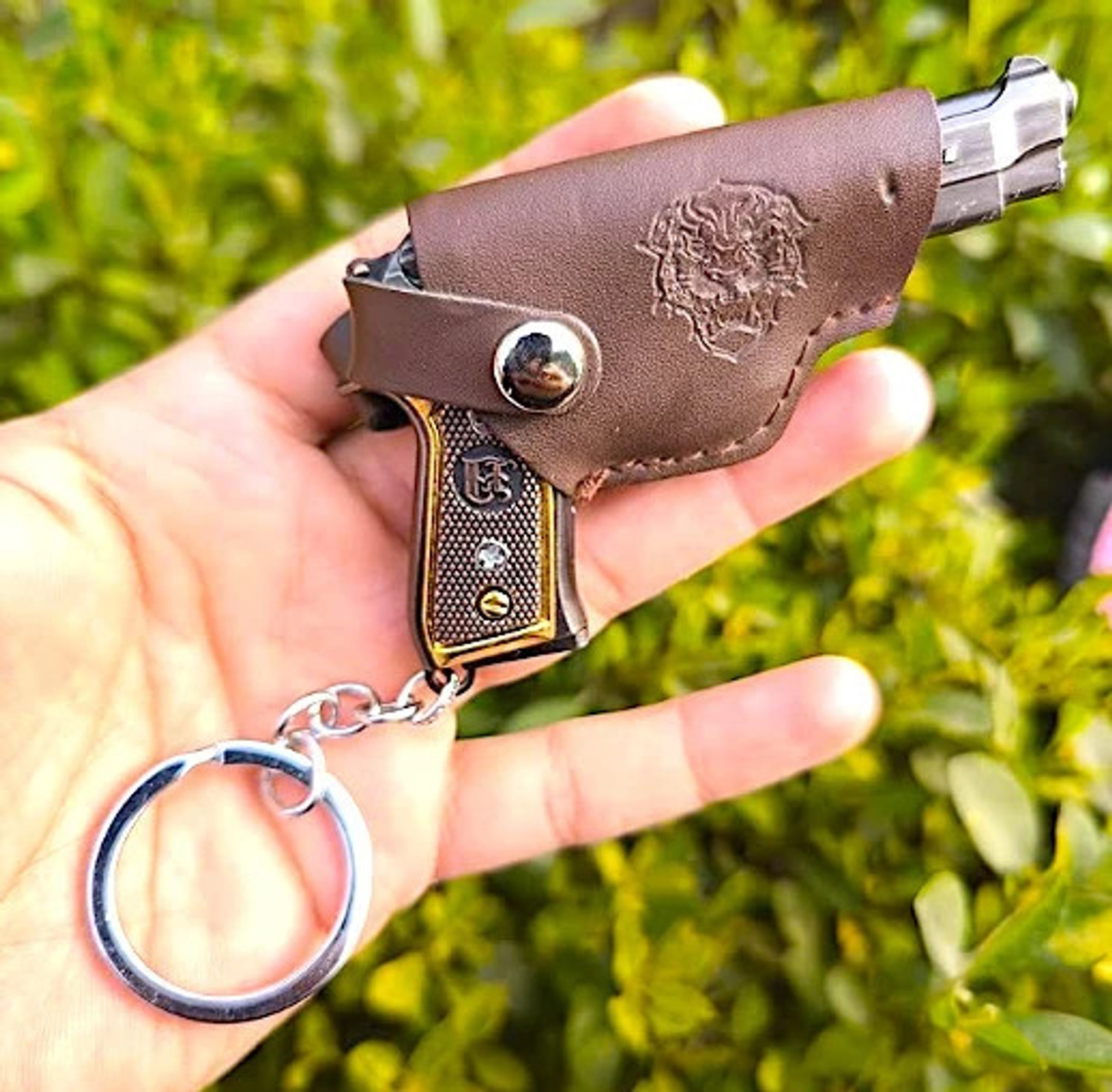 Image of OFM Tactical Defender Metal Gun Keychain with Holster Gross Fire Key Chain