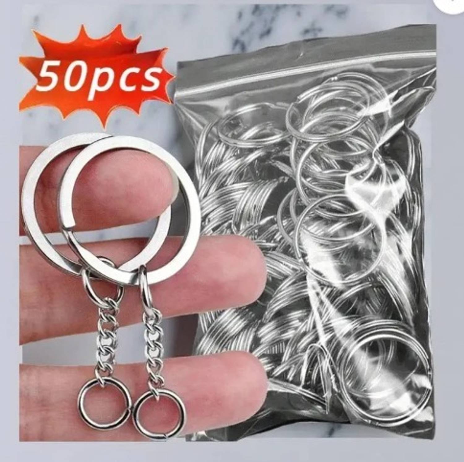 ARSCART 28mm Open Jump Ring Connector Key Key Chain 50 SET Key Chain