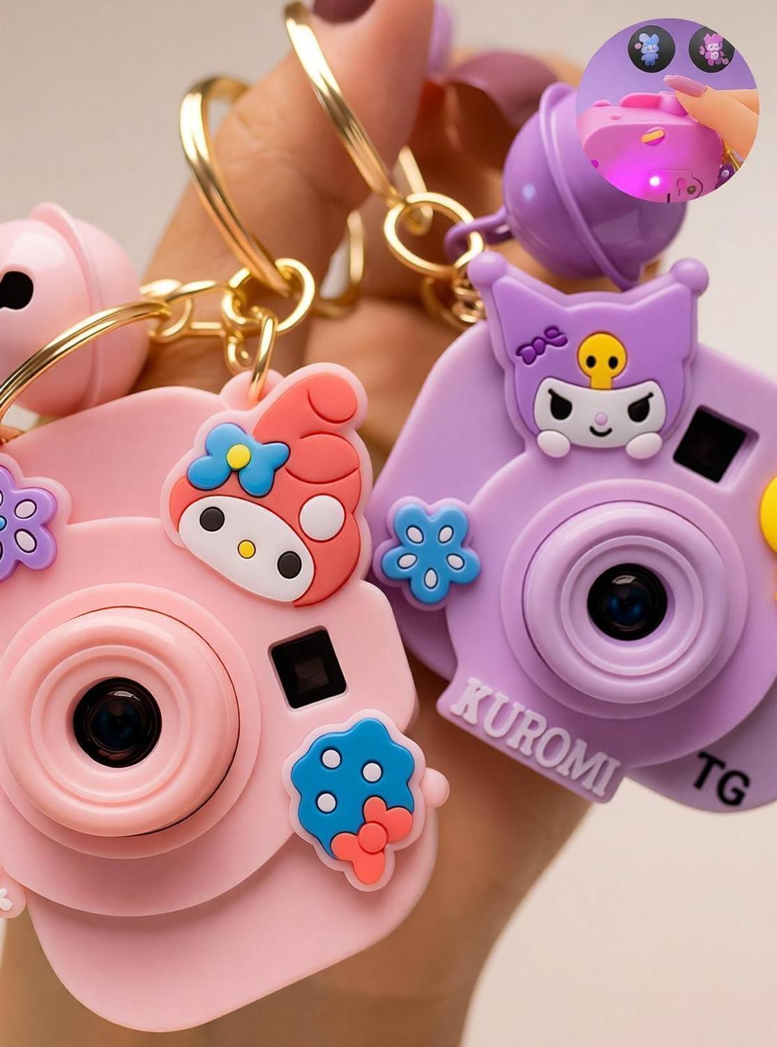 FLAMBE New Cute Cartoon Camera Projector Keychain with LED Light